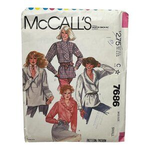 McCall's Sewing Pattern 7686 Pullover Blouse Misses Sz Small FF Uncut